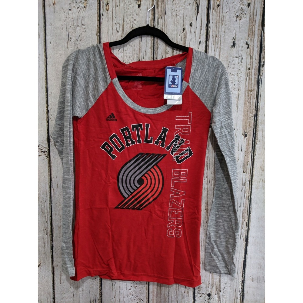 Adidas Women's Small Portland Trail Blazers Long Sleeve T‑Shirt Tee‎ Shirt NEW